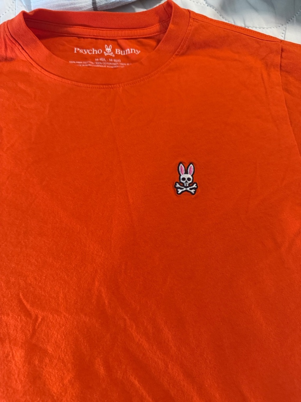 Psycho Bunny Orange Cotton Crewneck Tee with Embroidered Logo